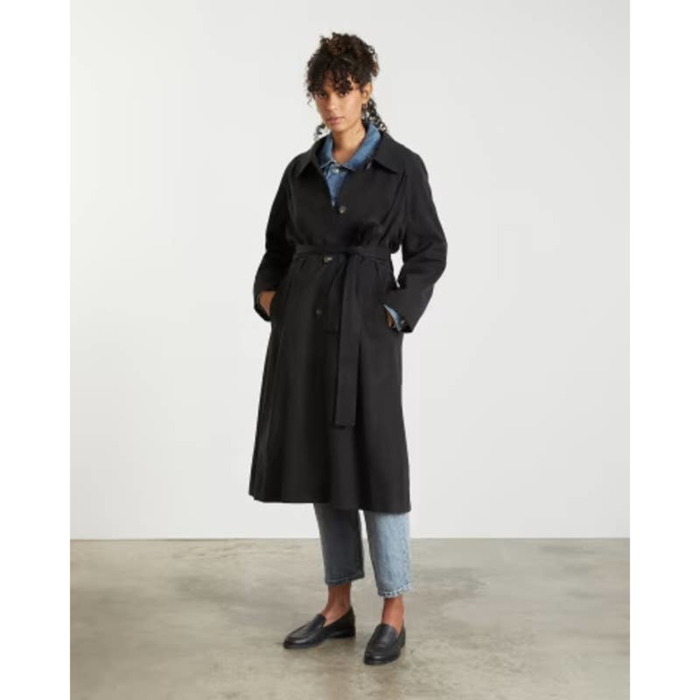 Everlane The Gathered Drape Trench Coat Black Women's Size M NWT